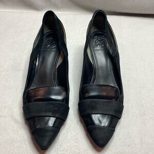 Tory Burch Black patent leather and suede kitten heels size 6